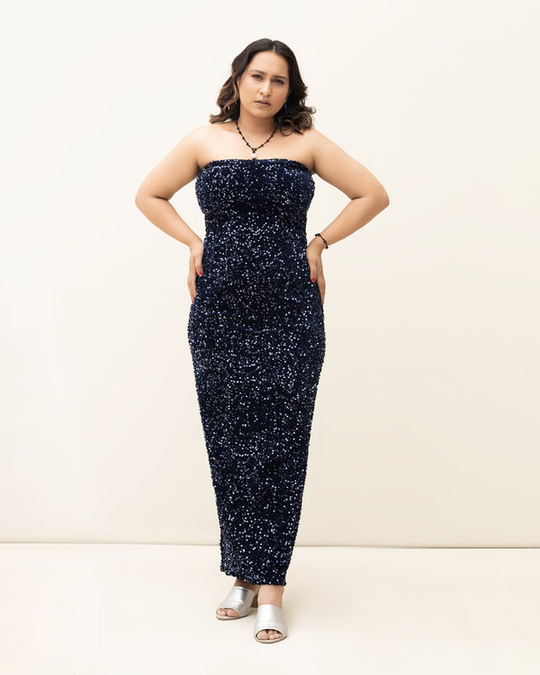 Sequin Strapless Maxi Dress for Women - Available in Maroon, Red, and Navy Blue