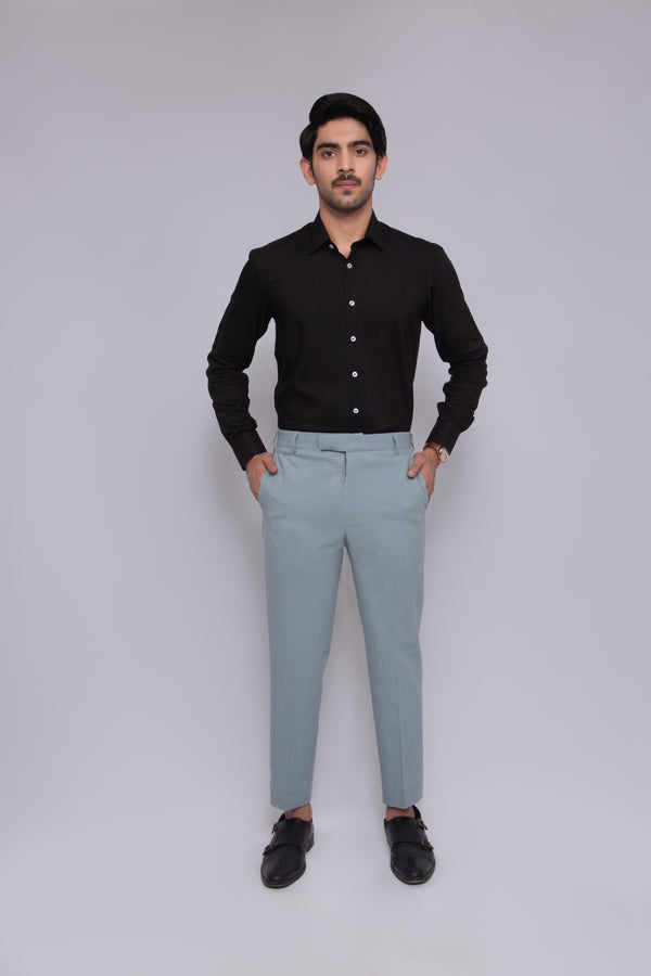 Botton-Down Collar Black Shirt