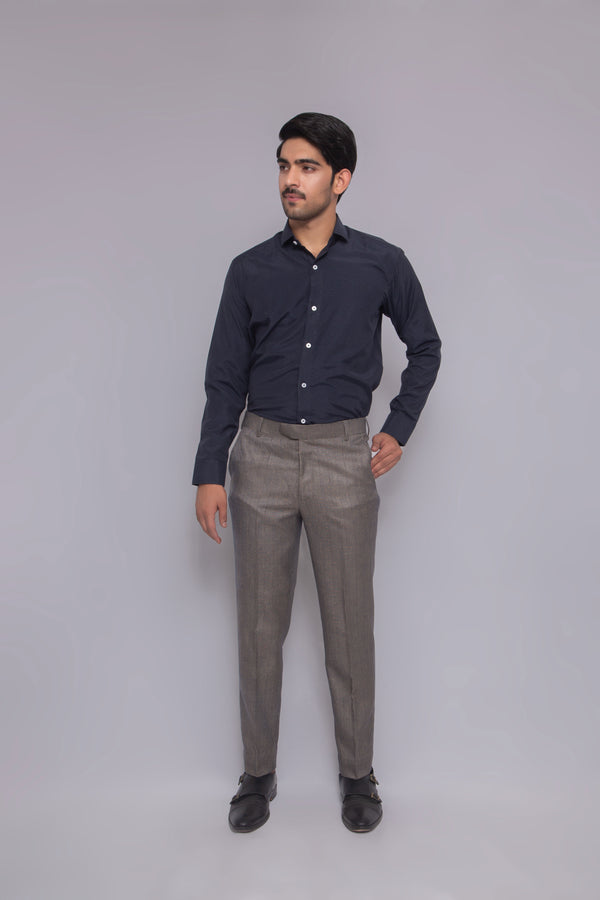 Men's Navy Cotton Silk Formal Shirt