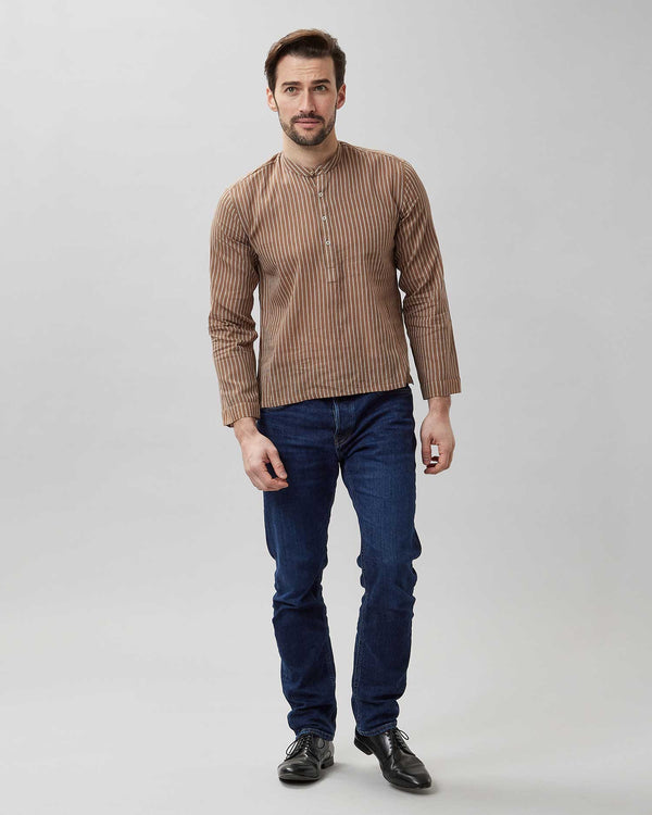 Casual Linen Mandarin Collar Long Sleeves Shirt