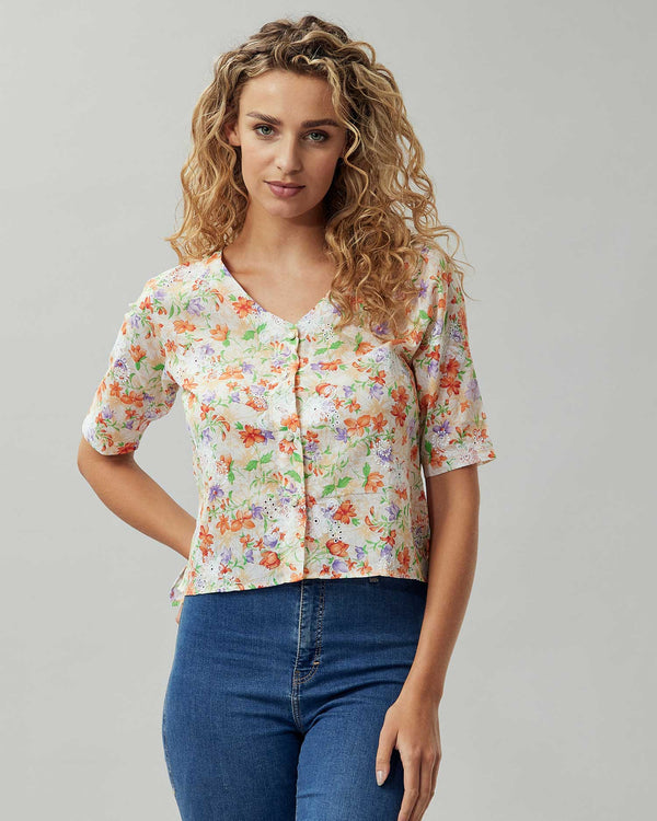 Eye-catching Cotton Floral Print Top