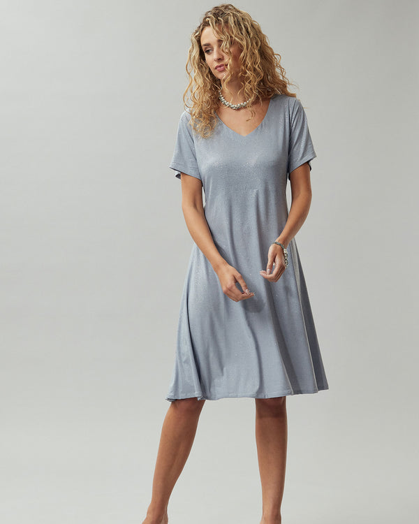 Grey A-Line Shimmery Jersey Dress