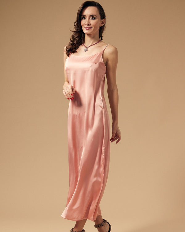 Fuchsia Pink Silk Long Dress