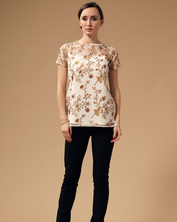 Organza Embroidered Floral shirt