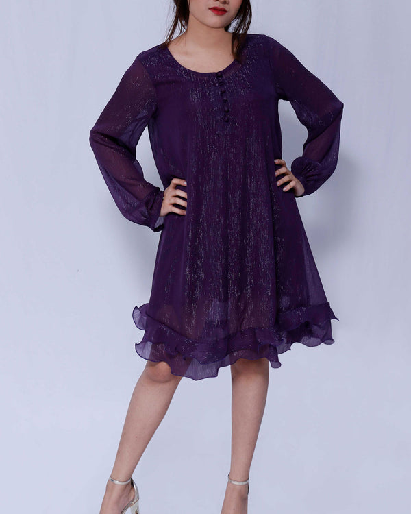 Elegant Shimmery Crinkle Chiffon Dress