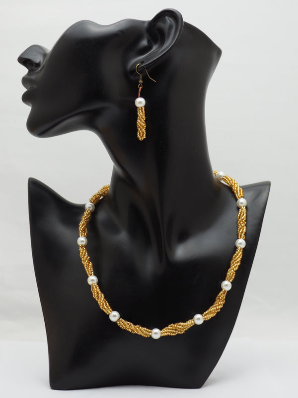Yellow Gold Seed Necklace Set