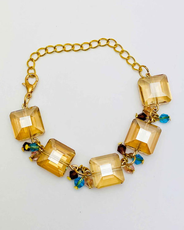 Hand Crafted Gold Glass bead Bracelet