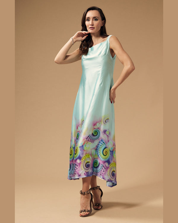 Sleeveless Long Satin Silk Dress