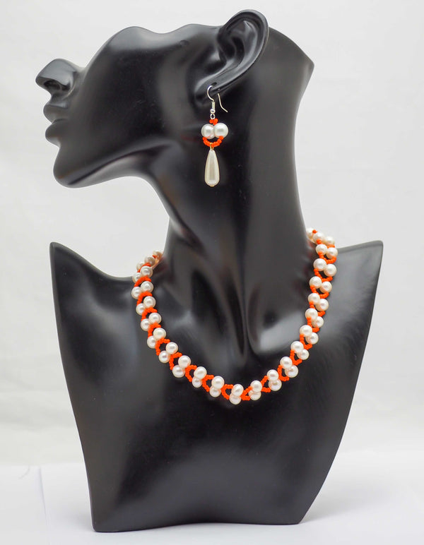 Orange and Ivory Necklace Set
